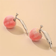 Orange & Silver-Plated Peach Ear Jackets