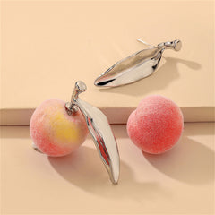 Orange & Silver-Plated Peach Ear Jackets