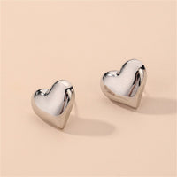 Silver-Plated Heart Stud Earrings