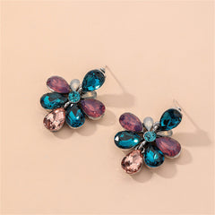 Crystal & Cubic Zirconia Flower Drop Earrings