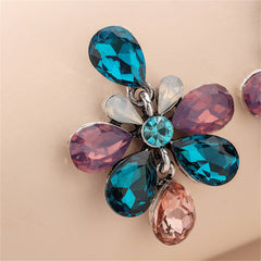 Crystal & Cubic Zirconia Flower Drop Earrings