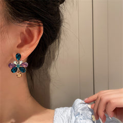 Crystal & Cubic Zirconia Flower Drop Earrings