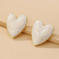 Enamel & 18K Gold-Plated Heart Stud Earrings