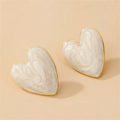 Enamel & 18K Gold-Plated Heart Stud Earrings