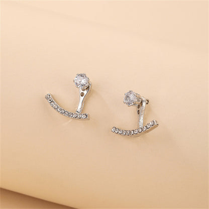 Cubic Zirconia and Silver-Plated T-Shaped Ear Jackets, silver drop earrings for women, botanical inspired, lifestyle look