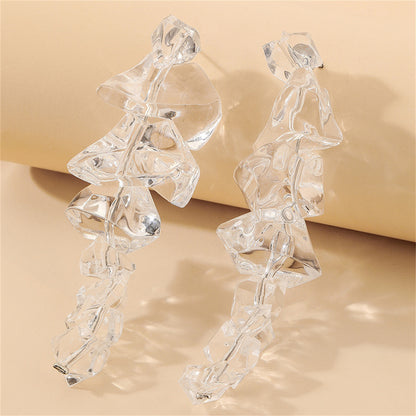 Clear Acrylic and Silver-Plated Icicle Drop Earrings, silver drop earrings for women, botanical inspired, lifestyle look