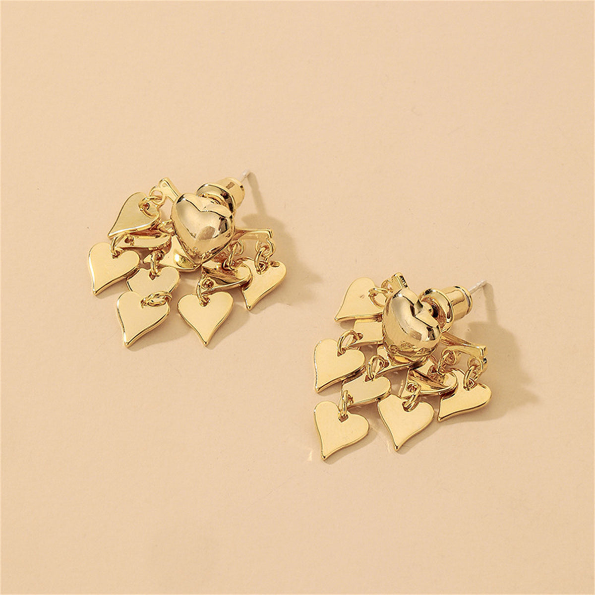 18K Gold-Plated Heart Tassel Ear Jackets, gold drop earrings for women, everyday style, lifestyle look