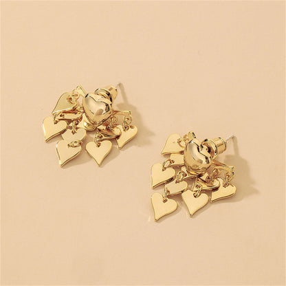 18K Gold-Plated Heart Tassel Ear Jackets, gold drop earrings for women, everyday style, lifestyle look