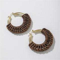 Coffee Polystyrene & 18K Gold-Plated Weave Circle Hoop Earrings