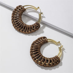 Coffee Polystyrene & 18K Gold-Plated Weave Circle Hoop Earrings