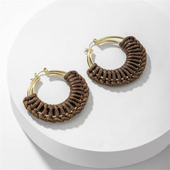 Coffee Polystyrene & 18K Gold-Plated Weave Circle Hoop Earrings