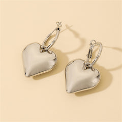 Silver-Plated Heart Huggie Earrings