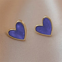 Blue Acrylic & 18k Gold-Plated Heart Stud Earrings