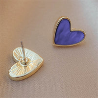 Blue Acrylic & 18k Gold-Plated Heart Stud Earrings