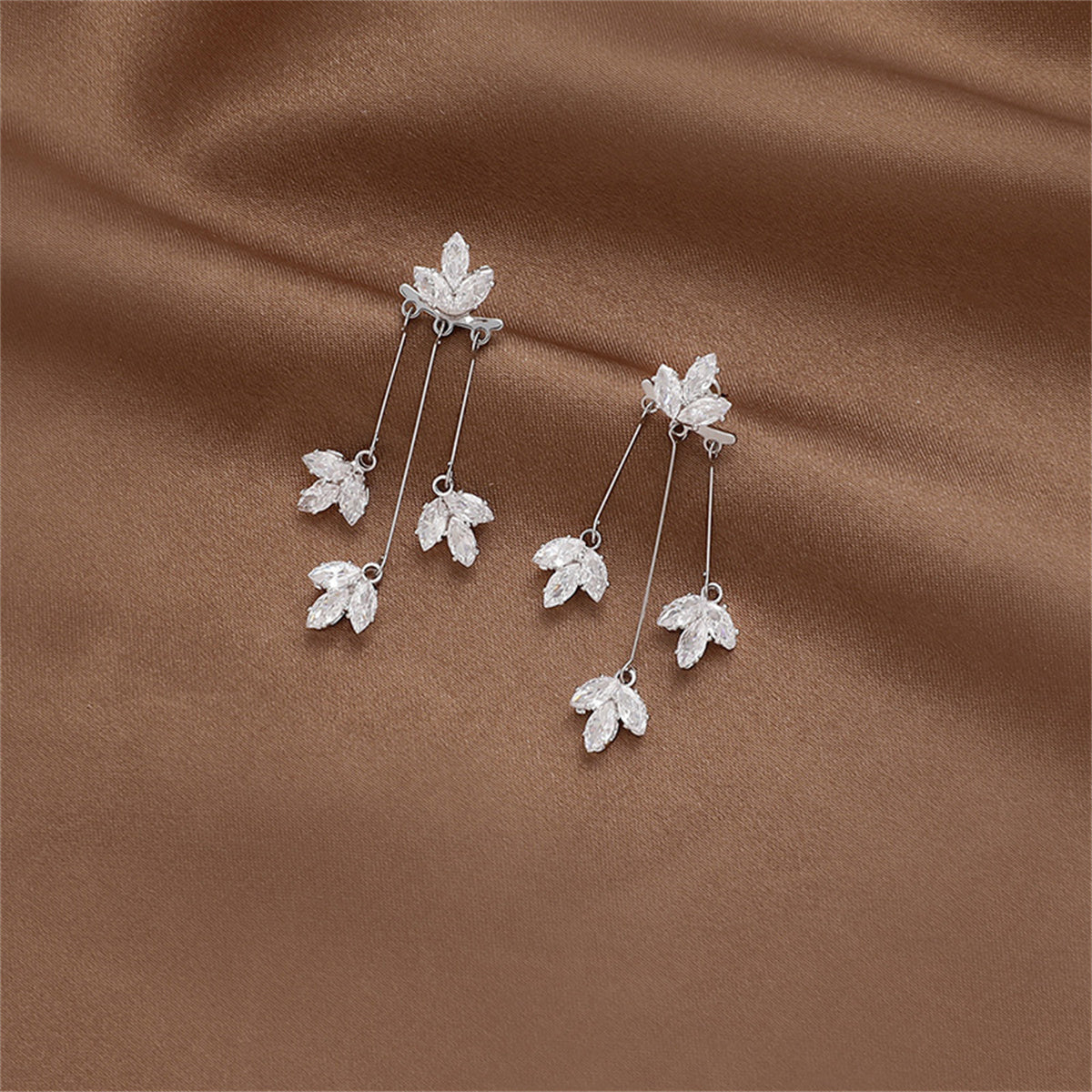 Crystal & Silver-Plated Floral Drop Earrings
