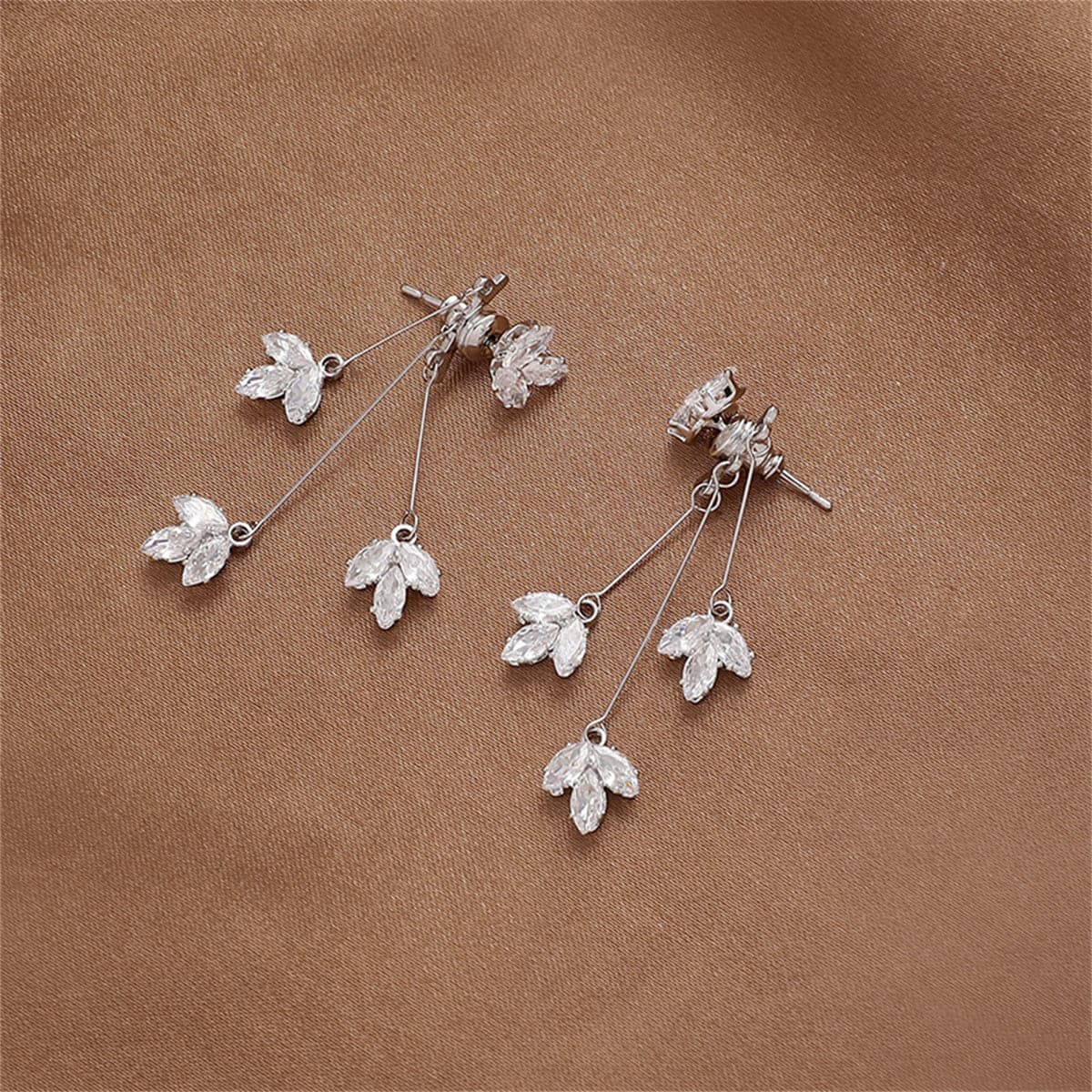 Crystal & Silver-Plated Floral Drop Earrings