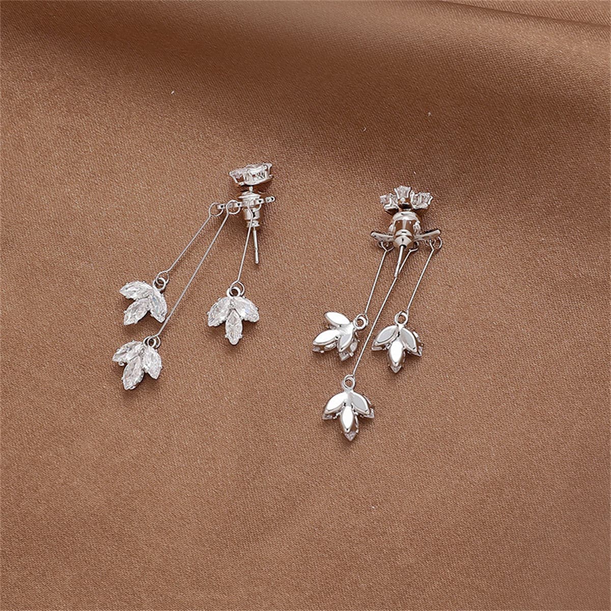 Crystal & Silver-Plated Floral Drop Earrings