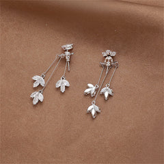 Crystal & Silver-Plated Floral Drop Earrings