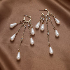 Crystal & Pearl 18K Gold-Plated Heart Drop Earrings