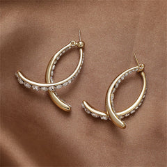 Cubic Zirconia & 18K Gold-Plated Double Curve Ear Jackets
