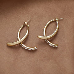 Cubic Zirconia & 18K Gold-Plated Double Curve Ear Jackets