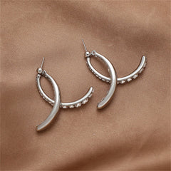 Cubic Zirconia & Silver-Plated Double Arc Ear Jackets