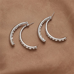 Cubic Zirconia & Silver-Plated Double Arc Ear Jackets