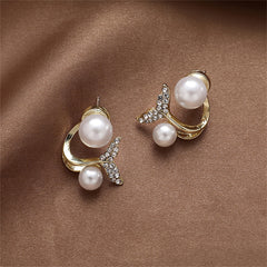 Cubic Zirconia & Pearl Fishtail Ear Jackets