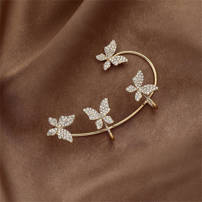 Cubic Zirconia and 18K Gold-Plated Butterfly Ear Cuff, gold stud earrings for women, everyday style, lifestyle look