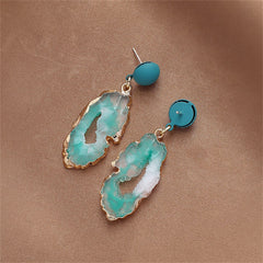 Blue Resin & Enamel Geode Drop Earrings
