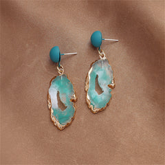 Blue Resin & Enamel Geode Drop Earrings