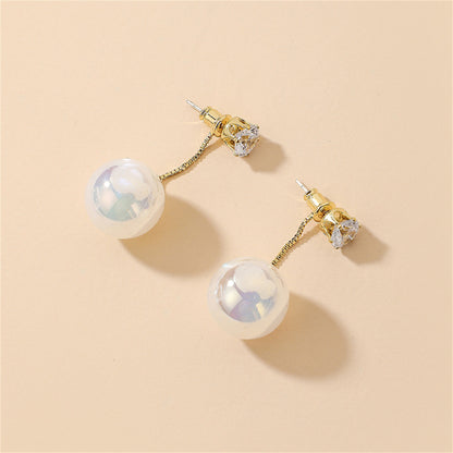 Cubic Zirconia and Pearl Ear Jackets, drop earrings for women, dainty minimalist design, lifestyle look