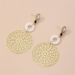 Pearl & Cubic Zirconia 18K Gold-Plated Filigree Circle Drop Earrings