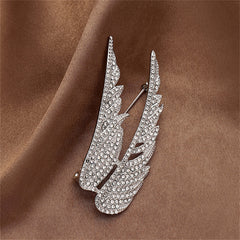 Cubic Zirconia & Silver-Plated Wings Brooch