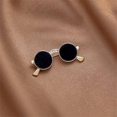 Cubic Zirconia & Black Enamel Sunglasses Brooch
