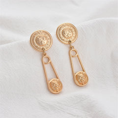 18K Gold-Plated Lion Pin Drop Earrings
