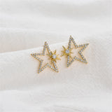 Cubic Zirconia & 18k Gold-Plated Open Star Sun Stud Earrings
