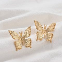Stunning 18K gold-plated butterfly stud earrings featuring delicate small diamonds, ideal for a chic and sophisticated look.