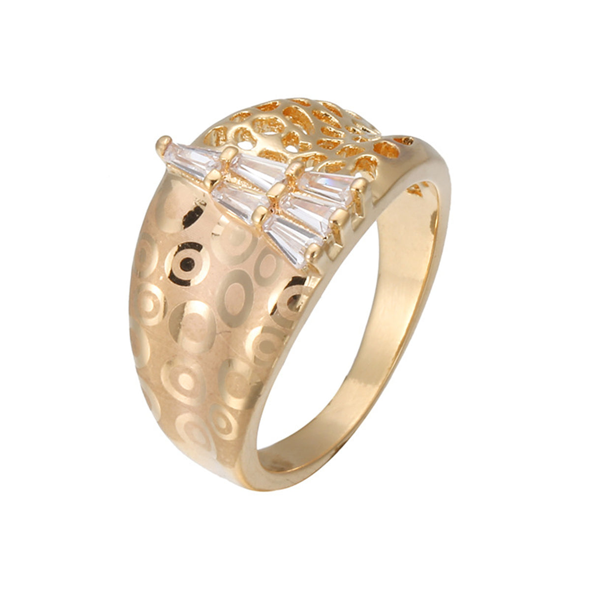 Crystal and Gold-Plated Tower Ring, gold statement rings for women, dainty minimalist design, detail close-up