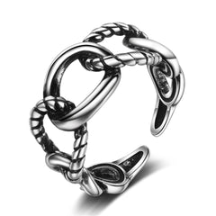 Silver-Plated Figaro Chain Open Band