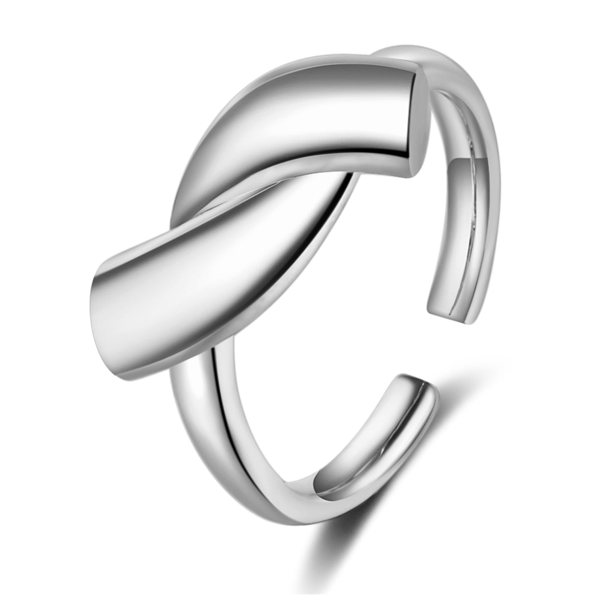 Silver-Plated Geometric Open Ring, silver statement rings for women, everyday style, side view