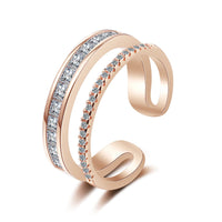 Cubic Zirconia & Rose Goldtone Open Adjustable Ring