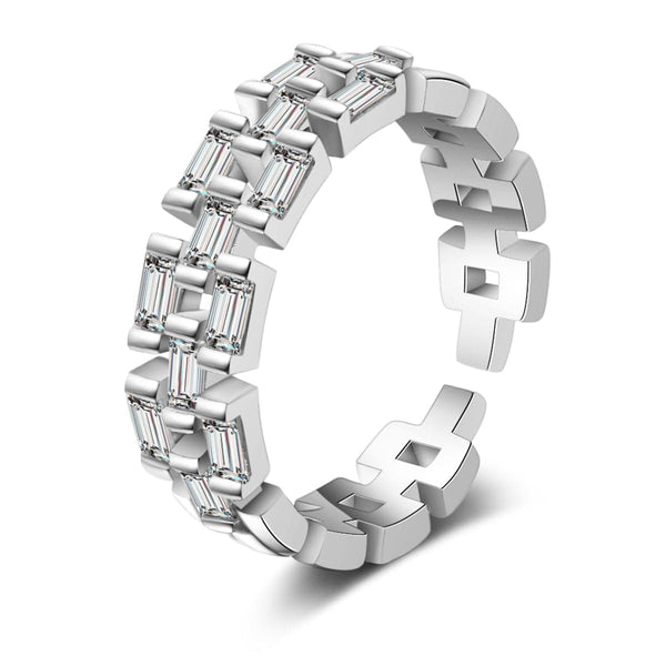 Crystal & Silvertone Baguette-Cut Adjustable Ring
