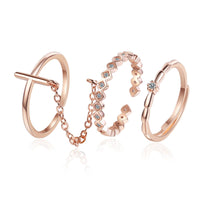 Cubic Zirconia & Rose Goldtone Linked Adjustable Ring Set