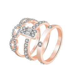 cubic zirconia & 18k Rose Gold-Plated Band Set - streetregion