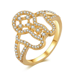 Cubic Zirconia & 18K Gold-Plated Geometric Ring