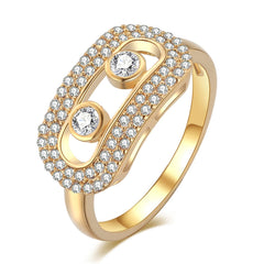 Cubic Zirconia & Crystal Goggle-Band Ring