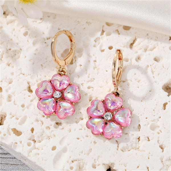 Rose Crystal & Cubic Zirconia Floral Drop Earrings