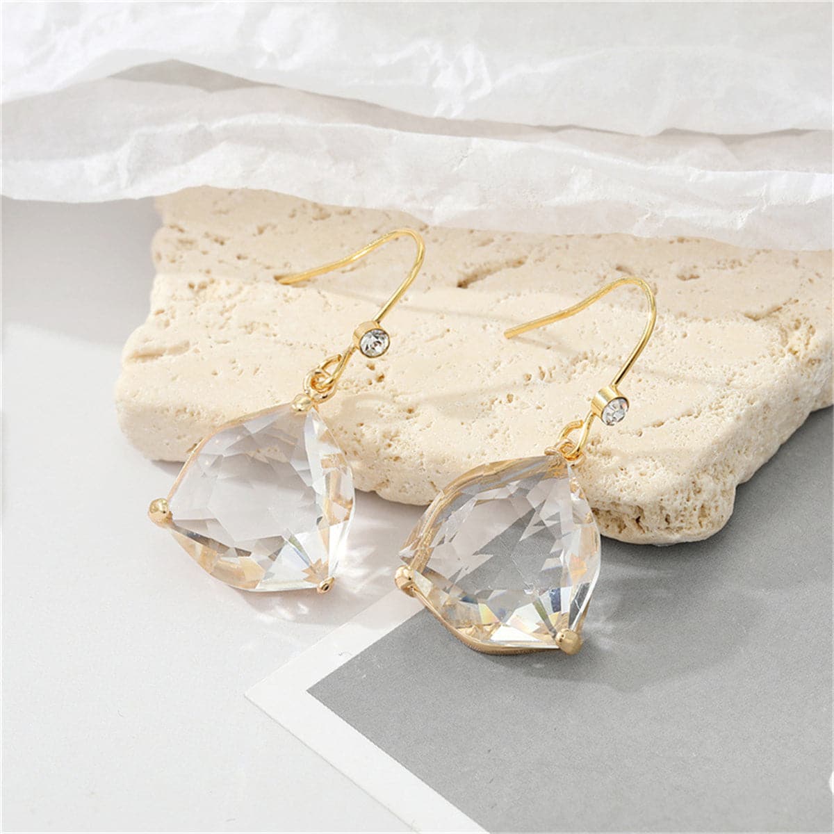 Crystal & Cubic Zirconia Trillion-Cut Drop Earrings