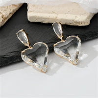 Crystal & 18k Gold-Plated Heart Drop Earrings